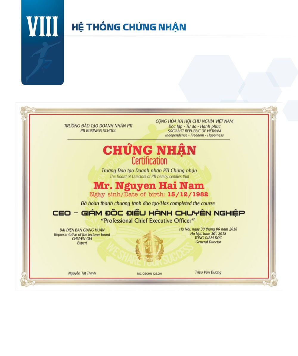 Chứng nhận đào tạo PTI